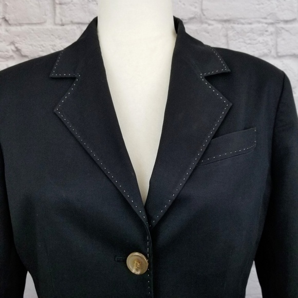 Anne Klein black 3 buttons pockets classic style lined blazer women's size 6 - Picture 6 of 9